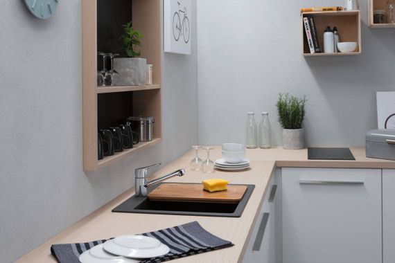 Мийка кухонна HansgroheS51, граніт, квадрат, без крила, 560х510х190мм, чаша - 1, накладна, S510-F450, сірий бетон (43312380) | Зображення 1