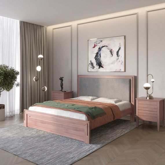 Односпальне дерев&#039;яне ліжко Mebigrand Торонто Т4 Горіх лісовий/Аляска 93 (сірий) 90х200 см (MBG-9365)