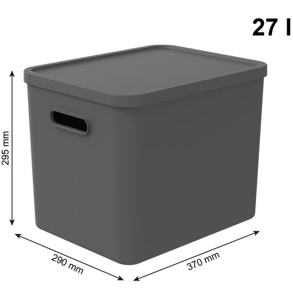 Контейнер для хранения вещей с крышкой Rotho (Рото) Albula 27 л (10631) Серый | Зображення 1