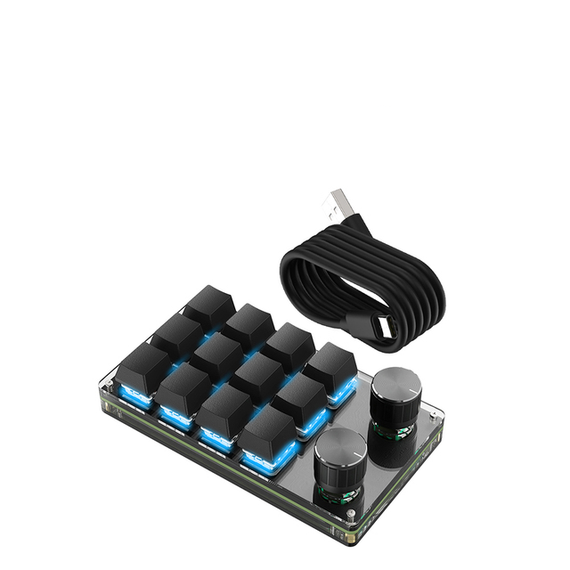 Программируемая Bluetooth клавиатура с RGB подсветкой на 12 клавиш + 2 регулятора звука Черный (sv2264bt)