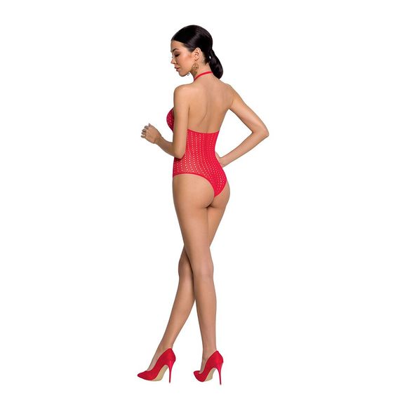 Бодистокинг с декольте Passion BS088 red, имитация корсетной шнуровки | Зображення 3