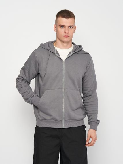 Толстовка чоловіча утеплена сірого кольору, 2XL