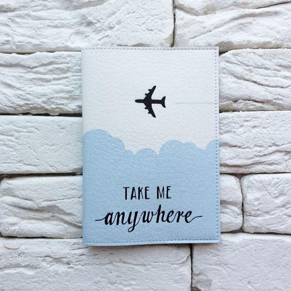 Обложка для паспорта Take me anywhere 2 (голубой) | Зображення 1