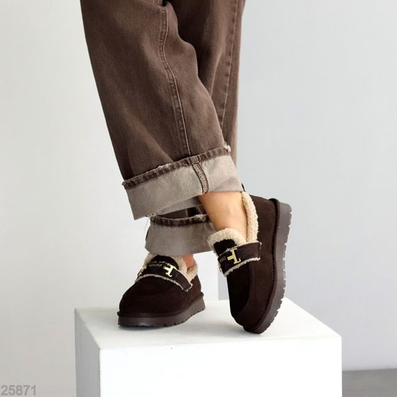 Модні теплі уггі автоледі натуральна замша колір Шоколад | Зображення 3