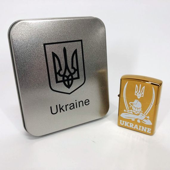Дугова електроімпульсна запальничка USB Україна (металева коробка) HL-449. Колір: золотий | Зображення 6