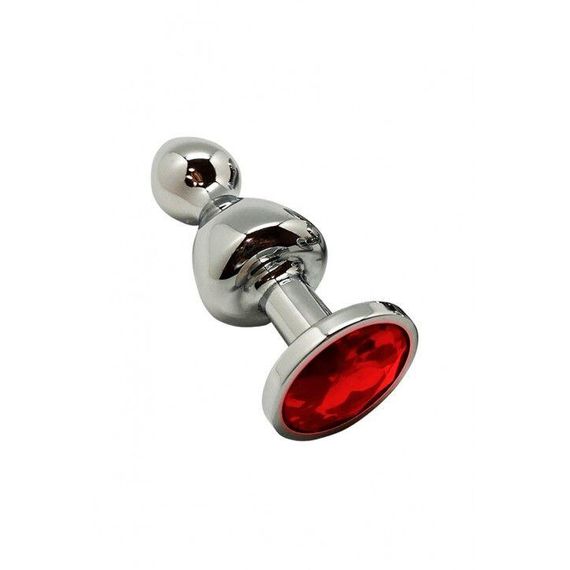 Металлическая анальная пробка Wooomy Lollypop Double Ball Metal Plug Red S диам. 2,8 см, длина 8,5см Sex Aura