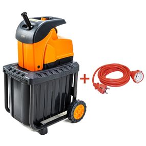 Измельчитель веток садовый с ножевым механизмом GTM DS2800/45 KIT с удлинителем 10 м (2800 Вт, 45 мм, 2800 об/мин, 60 л, 25 кг)