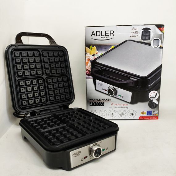 Електрична вафельниця Adler AD 3083 з антипригарним покриттям, регулюванням температури та 1800Вт TO-51