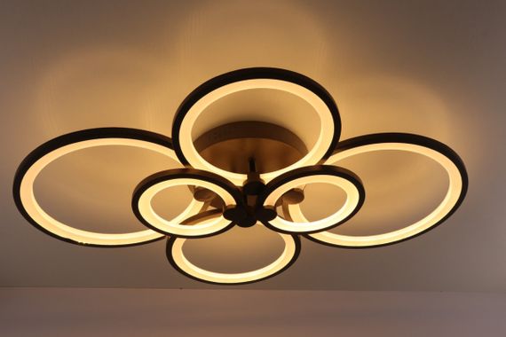 Люстра світлодіодна стельова LED світильник для квартири на стелю лед з пультом 25588 Коричневий 12х58х80 см. | Зображення 1