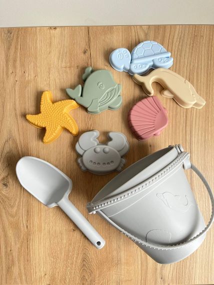 Набір іграшок для піску дитячий силіконовий Сірий | Зображення 2