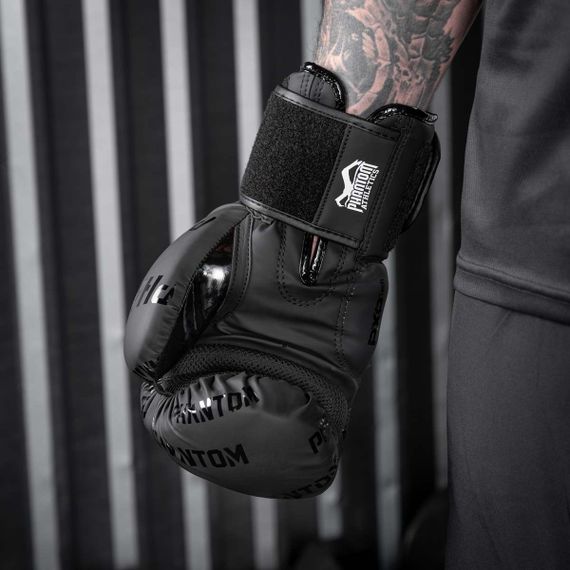 Боксерські рукавиці Phantom APEX Velcro Black 12 унцій (Бинти 4м. в подарунок) | Зображення 8