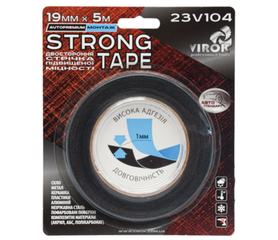 Стричка автомобильна 2-стороння VIROK Strong Tape; 19 мм х 5 м VR-23V104