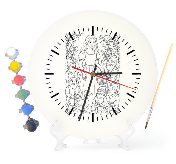 Дитячий набір для творчості годинник-розмальовка Білосніжка (за мотивами казки братів Грімм) 30 см (Г0014)