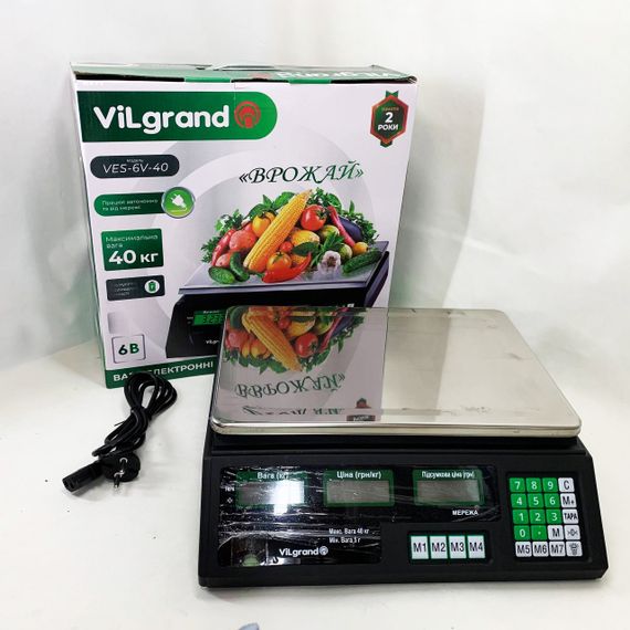 Ваги торговельні ViLgrand VES-6V-40 40 кг з калькулятором та акумулятором | Зображення 5