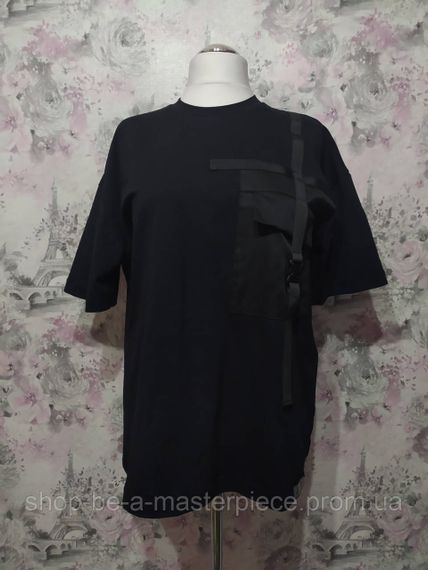 Футболка жіноча трикотажна чорний oversize унісекс 56