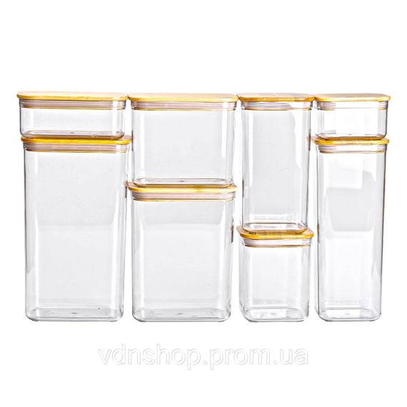 Набор банок для сыпучих продуктов 8 штук емкости с бамбуковой крышкой HP-1303 | Зображення 3