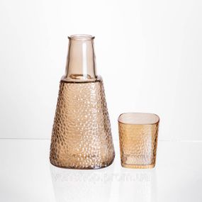 Глечик 1 літр зі склянкою 1 (шт) 200 (мл) графин для компоту соку води лимонаду глечик для напоїв Коричневий HP-19-PYF-4