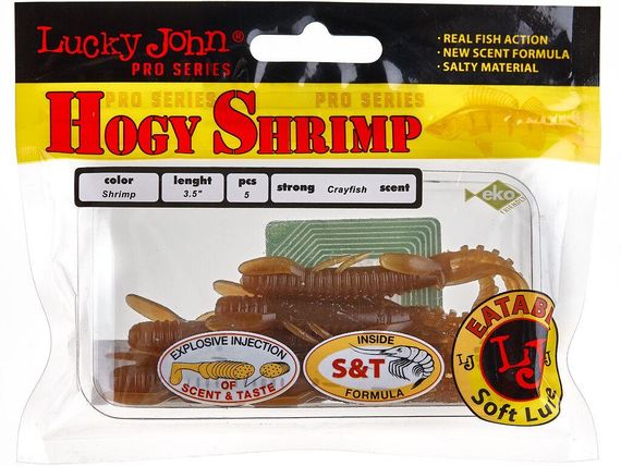 Виброхвосты съедоб. искусст. LJ Лаки Джон Pro Series HOGY SHRIMP 3.5in (08.90)/S18 5шт. | Зображення 1