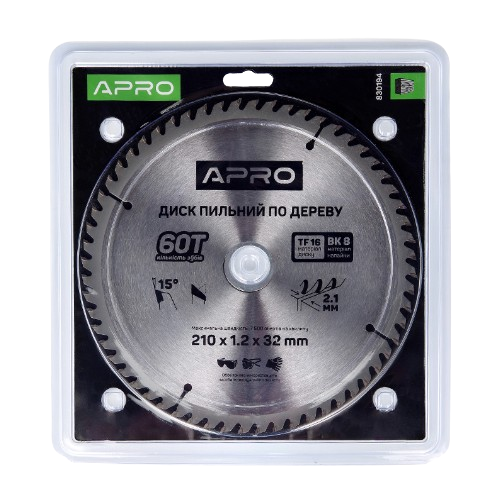 Диск пиляльний по дереву d210мм*32(30)мм 60T New APRO | Зображення 2