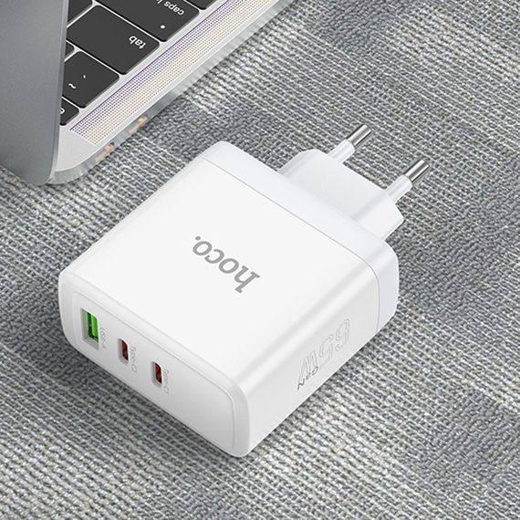 СЗУ Hoco N30 Glory PD65W (2Type-C/1USB) + Type-C to Type-C | Зображення 6