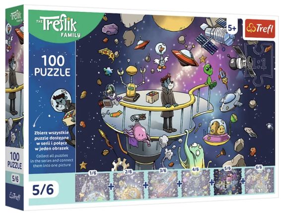Пазл "The Treflik Family. Берт у космосі" 5/6 100 елементів 16545 Trefl, в коробці (5900511165456)