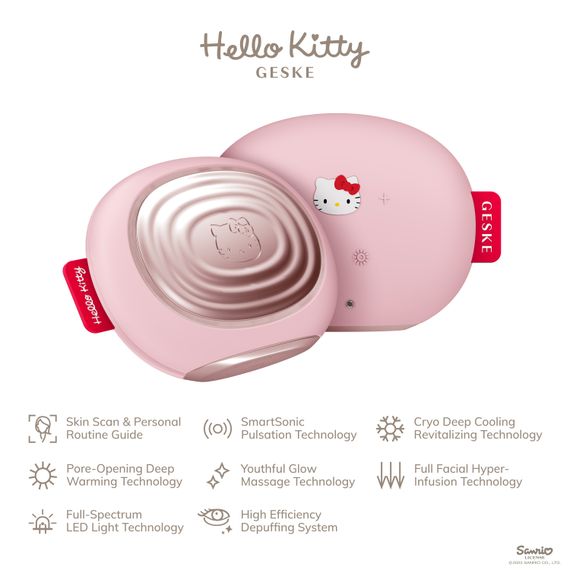 Ультразвукова маска тепло та холод GESKE Sonic Warm&Cool Mask 8в1 by Hello Kitty pink | Зображення 1