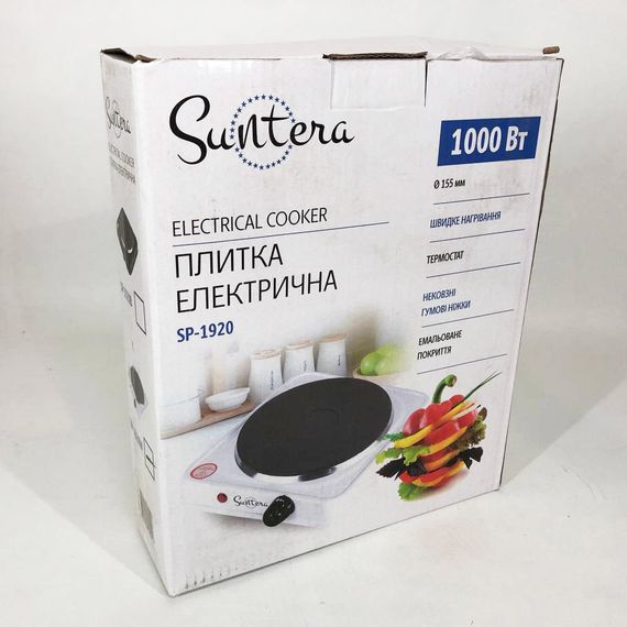 Електроплита настільна одноконфоркова Suntera SP-1920 біла, Електроплита для дачина на MD-380 1 конфорку | Зображення 8
