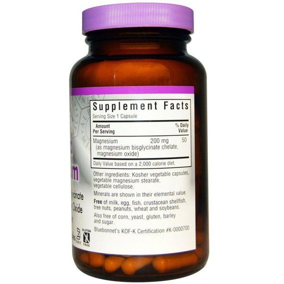Мікроелемент Магній Bluebonnet Nutrition Albion Buffered Chelated Magnesium 200 mg 120 Caps | Зображення 1