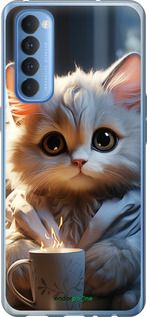 Чохол на Oppo Reno 4 Pro Білий кіт "5646u-2024-2448"