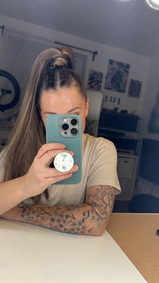 Хвіст накладний каштаново-русявий 60 см прямий довгий, шиньйон на липучці для швидкого нарощування коричневий з меліруванням | Зображення 6