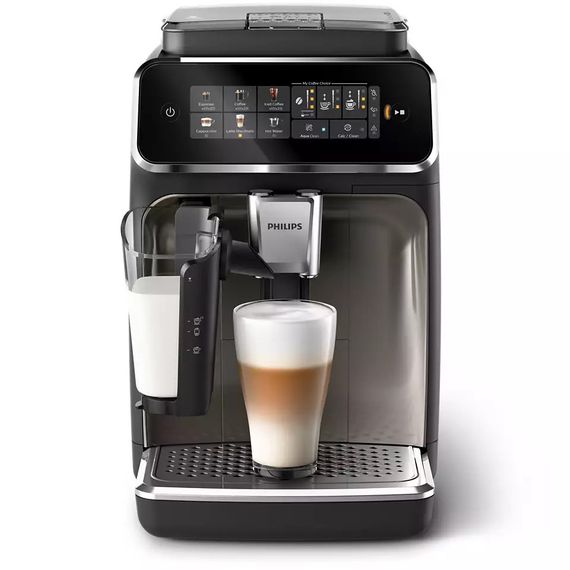 Кавомашина Philips Series 3300 1.8л, зерно + мелена, автомат.капучинатор, дисплей, авторецептів - 6, чорний (EP3347/90) | Зображення 1