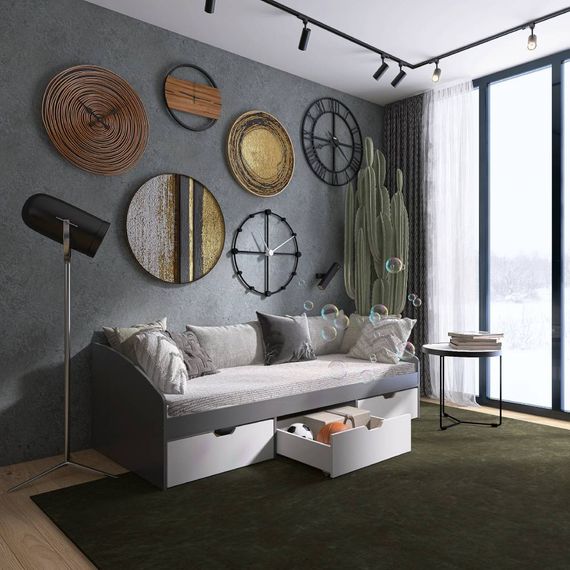 Ліжко односпальне з ящиками Еверест Комфорт 3 193х84х59  см Графіт/Німфея Альба (EVR-5736) | Зображення 2