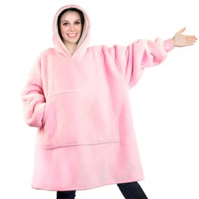 Толстовка-плед з капюшоном для чоловіка та жінки - / Плед жіноча толстовка, худи Рожевий
