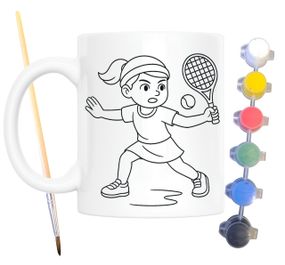 Набір для творчості кружка розмальовка Теніс 330 мл біла (КР0112)
