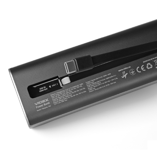 Павербанк 20000 mAh Videx VPB-366-G 100W PD LED дисплей сірий | Зображення 3