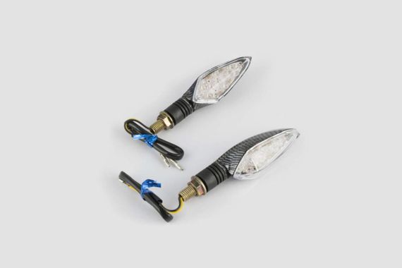 Повороти світлодіодні, човник (пара) (12 LED карбон, біле скло, синє світло) GJCT