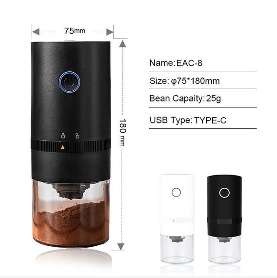 Портативна електрична кавомолка Reup з USB Type-C зарядкою, 13 Вт | Зображення 7