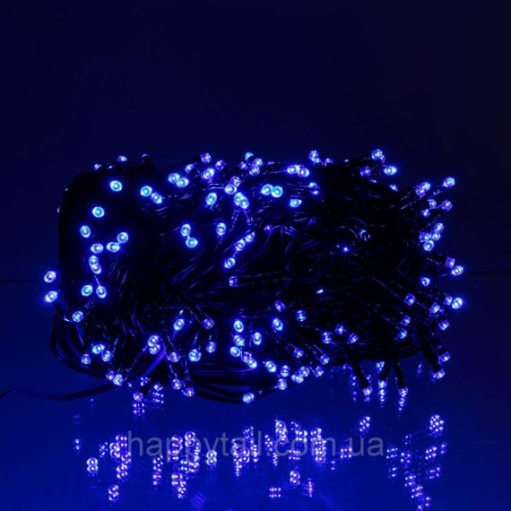Новорічна гірлянда вулична 30 м 300 LED з сонячною батареєю чорний провід Синій SB300L30MBBL | Зображення 1