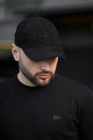 Кепка Stone Island черная (черное лого)