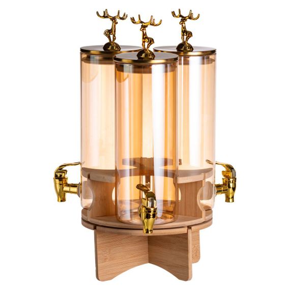 Лимонадница стеклянная 3в1 на подставке с золотыми кранами 5.5 л HP-34-28 | Зображення 1
