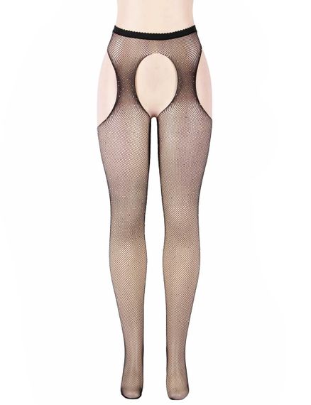 Колготки прикрашені стразами з імітацією панчох Star Night Diamonds Pantyhose чорний, XS-M | Зображення 3