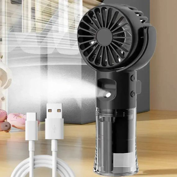 Ручной вентилятор с USB-распылителем / Аккумуляторный мини вентилятор | Зображення 4