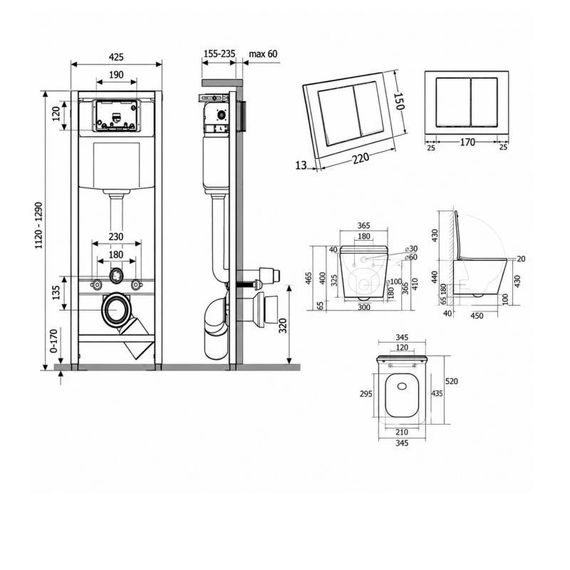 Готовое решение Qtap для ванной комнаты: подвесной унитаз Tern Ultra Quiet 525x345x360 + комплект инсталляции Nest 4 в 1 | Зображення 1