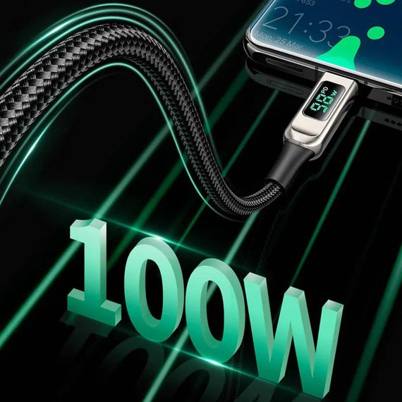 Дата кабель Acefast C6-03 USB-C to USB-C 100W zinc alloy digital display braided (1m) | Зображення 2