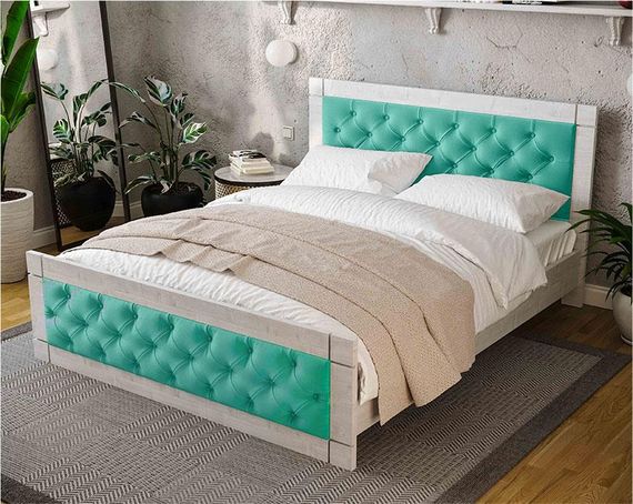 Кровать Natali 160х200 см Белое дерево/велюр Light Teal (мятный бирюзовый) выбор цвета обивки | Зображення 3