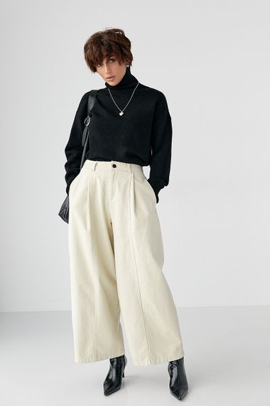 В'язаний однотонний гольф вільного фасону - чорний цвет, ONE SIZE (є розміри) | Зображення 2