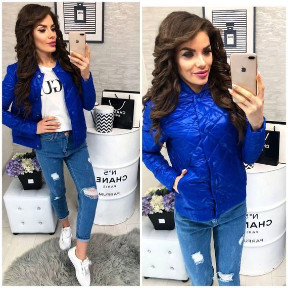 Куртка з ефектом стьобання, арт.310, електрик | Зображення 4