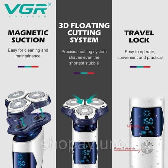 Електробритва чоловіча VGR V-328 ∙ Роторна бритва-шейвер VGR V-328 з LED дисплеєм | Зображення 4