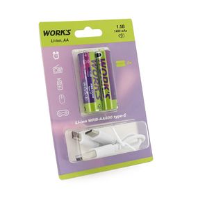 Акумуляторные батарейки Li-ion WRB AA600, тип АА, 1.5V, 1480mAh, 1000 циклов