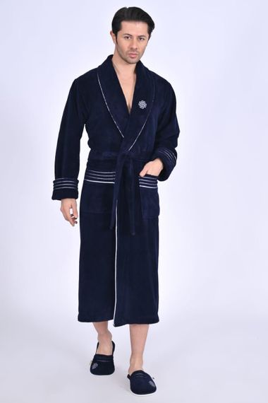 Чоловічий халат Nusa 1455 з тапочками синій 3XL | Зображення 4